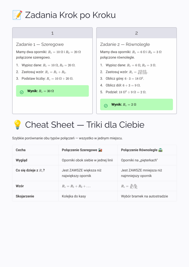 Rezystancja Zastępcza i I Prawo Kirchhoffa – Notatki do Sprawdzianu (Fizyka)