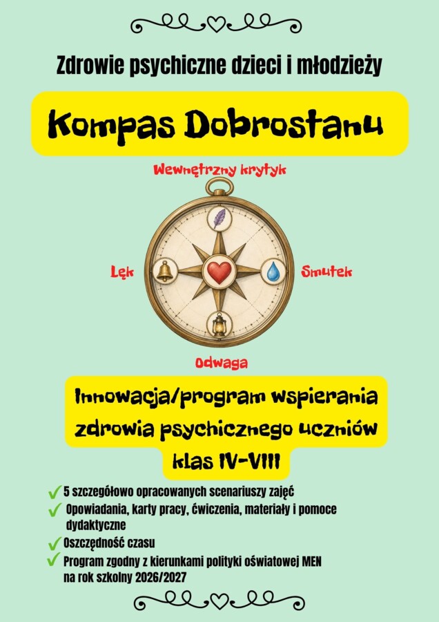 Kompas Dobrostanu - innowacja/program wspierania zdrowia psychicznego uczniów klas IV–VIII