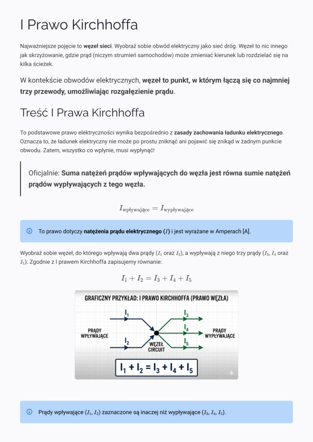Rezystancja Zastępcza i I Prawo Kirchhoffa – Notatki do Sprawdzianu (Fizyka)