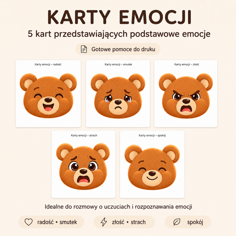 Emocje w przedszkolu – scenariusz zajęć + karty emocji i bajka | 4–6 lat