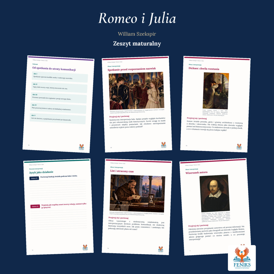 Romeo i Julia — William Szekspir | Zeszyt maturalny: szczegółowe omówienie, 114 zadań i klucz odpowiedzi