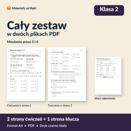 Mnożenie przez 3 i 4 - karta pracy z kluczem | Matematyka, klasa 2 | Wariant A