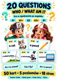 GRA 20 Questions – Who / What Am I? | Gra językowa na angielski | A1–B1 | 50 kart