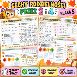 Cechy podzielności przez 2 i 4 – zestaw 2 kart pracy | Matematyka klasa 5