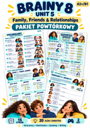 Brainy 8 Unit 5 – pakiet powtórkowy A2+/B1 | Reported speech, relacje, 2 gry | 15 stron