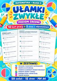 UŁAMKI  ZWYKŁE-ŚREDNIE-klasa 5