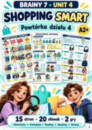 Brainy 7 Unit 4 – Shopping Smart | Powtórka: zakupy, stopniowanie i przysłówki | A2+