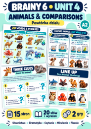Brainy 6 Unit 4 — zwierzęta i porównania | 15 stron, sketchnotka i 2 gry