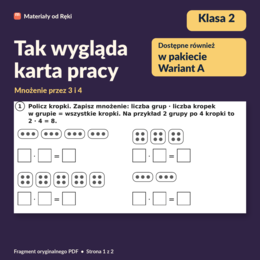 Mnożenie przez 3 i 4 - karta pracy z kluczem | Matematyka, klasa 2 | Wariant A