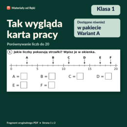 Porównywanie liczb do 20 - karta pracy z kluczem | Matematyka, klasa 1 | Wariant A