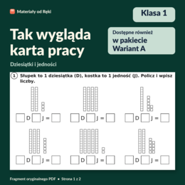 Dziesiątki i jedności - karta pracy z kluczem | Matematyka, klasa 1 | Wariant A