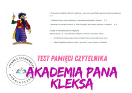 AKADEMIA PANA KLEKSA. TEST PAMIĘCI CZYTELNIKA  z kluczem odpowiedzi