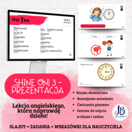 Shine On! 3 – Unit 2: Free Time | prezentacja do lekcji – ponad 200 slajdów + gry i ćwiczenia