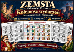 "ZEMSTA" Aleksandra Fredry – kolejność wydarzeń. Ilustrowany plan i rozsypanki