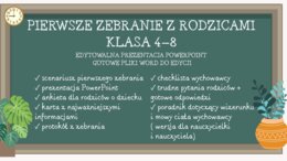 Pierwsze zebranie z rodzicami - klasa 4 (lub inna 4-8)