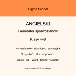 Generator sprawdzianów z angielskiego – klasy 4–8, grupy A–D i klucz