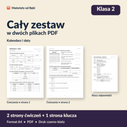 Kalendarz: dni tygodnia, miesiące i daty - karta pracy z kluczem | Matematyka, klasa 2 | Wariant A