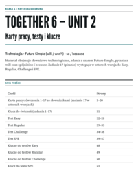 TOGETHER 6 – UNIT 2:  Pakiet  karty pracy,sprawdziany w 4 Poziomach + Wersja SPE