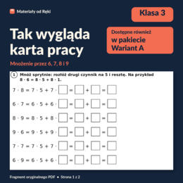 Mnożenie przez 6, 7, 8 i 9 - karta pracy z kluczem | Matematyka, klasa 3 | Wariant A