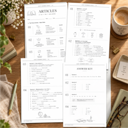 Articles – przedimki a, an, the i zero article | Karta pracy A1