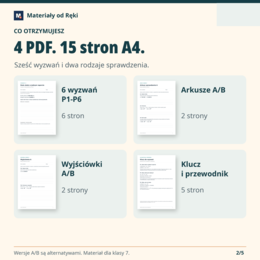 Notacja wykładnicza - 6 wyzwań, arkusze A/B i wyjściówki | klasa 7