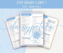 Sprawdzian Stay Brainy 4 Unit 1 (Grupa A i B) + Klucze Odpowiedzi
