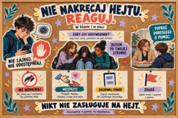 💬 Nie nakręcaj hejtu. Reaguj. — gazetka dla klas 4–8