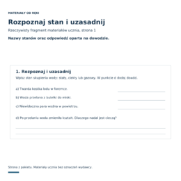 Stany skupienia wody - klasa 4, 2 obserwacje i karty pracy na 45 minut