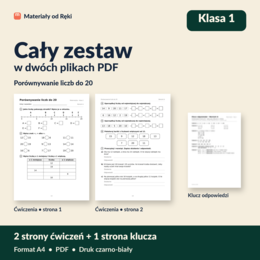 Porównywanie liczb do 20 - karta pracy z kluczem | Matematyka, klasa 1 | Wariant A
