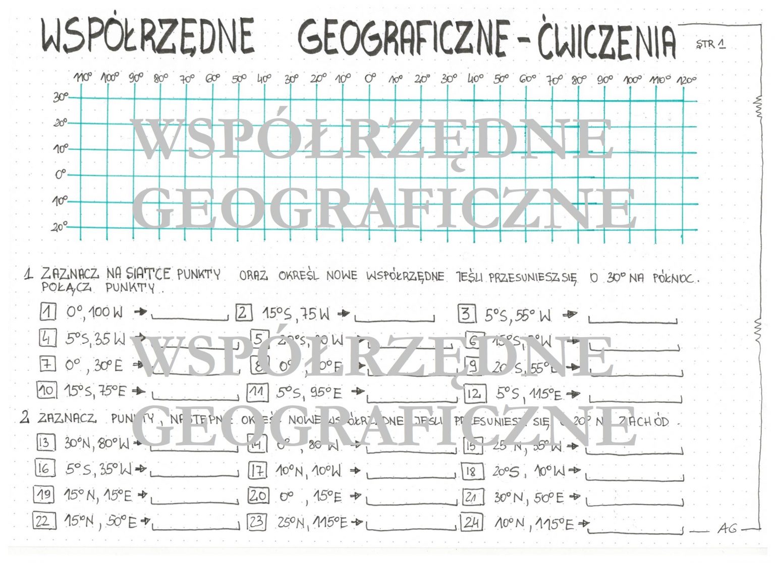 Współrzędne Geograficzne - ćwiczenia • Złoty Nauczyciel