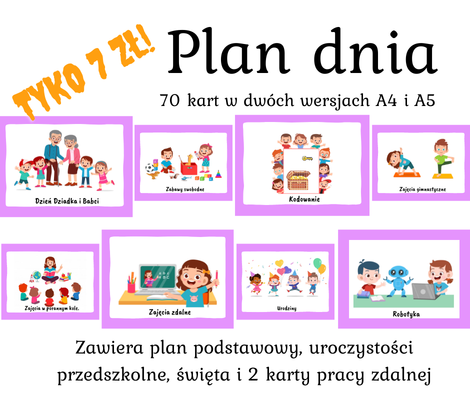 Plan Dnia Piktogramy Do Druku Plan dnia - przedszkole - 70 kart! • Złoty nauczyciel