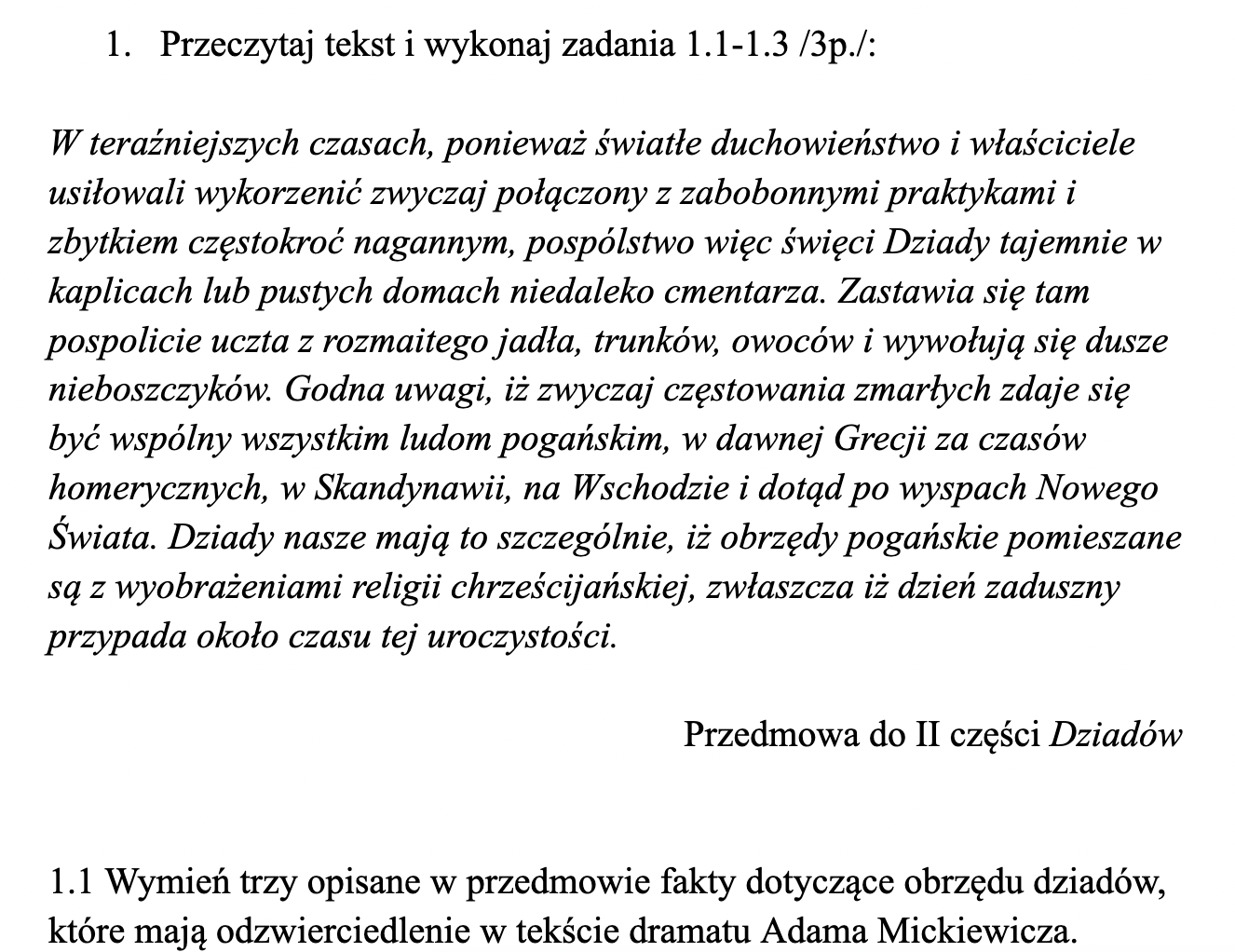 Dziady Cz 2 Kartkówka Z Treści Sprawdzian "Dziady" cz. II. • Złoty nauczyciel