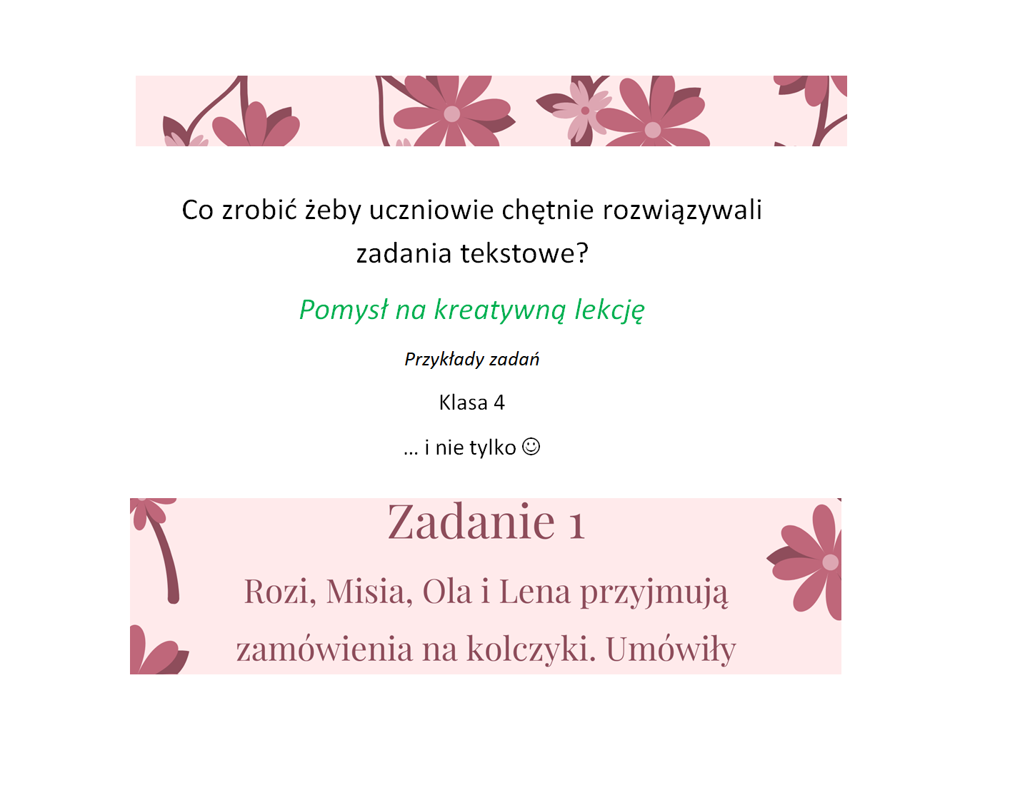 Zadania Tekstowe Klasa 4. Super Pomysł Na Kreatywną Lekcję 🙂 • Złoty ...