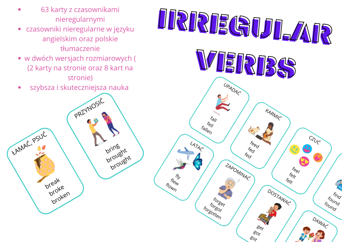 Irregular Verbs Angielskie Czasowniki Nieregularne Graficznie Z oty 