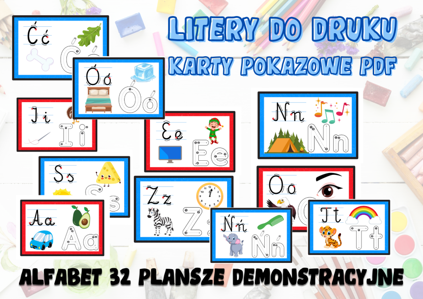 Litery Do Druku Karty Pokazowe PDF - ALFABET 32 Plansze Demonstracyjne ...