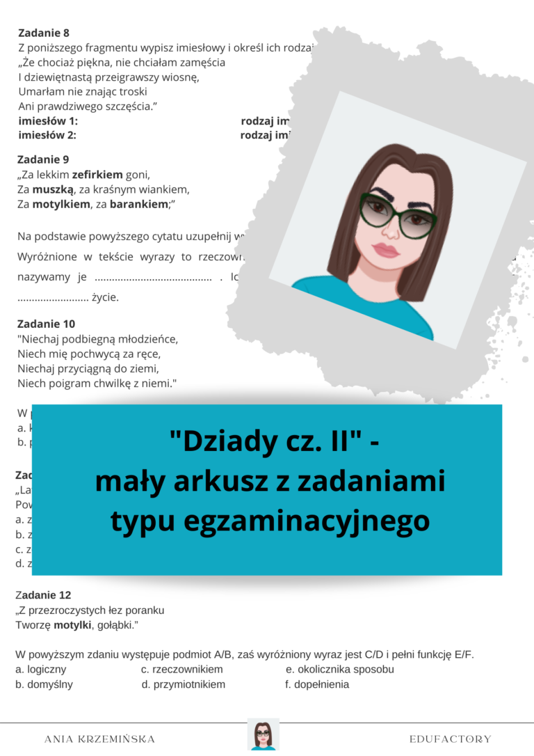 "Dziady Cz. II" - Mały Arkusz Z Zadaniami Typu Egzaminacyjnego E8 ...