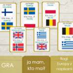 Karty obrazkowe – flagi Europy – litery drukowane