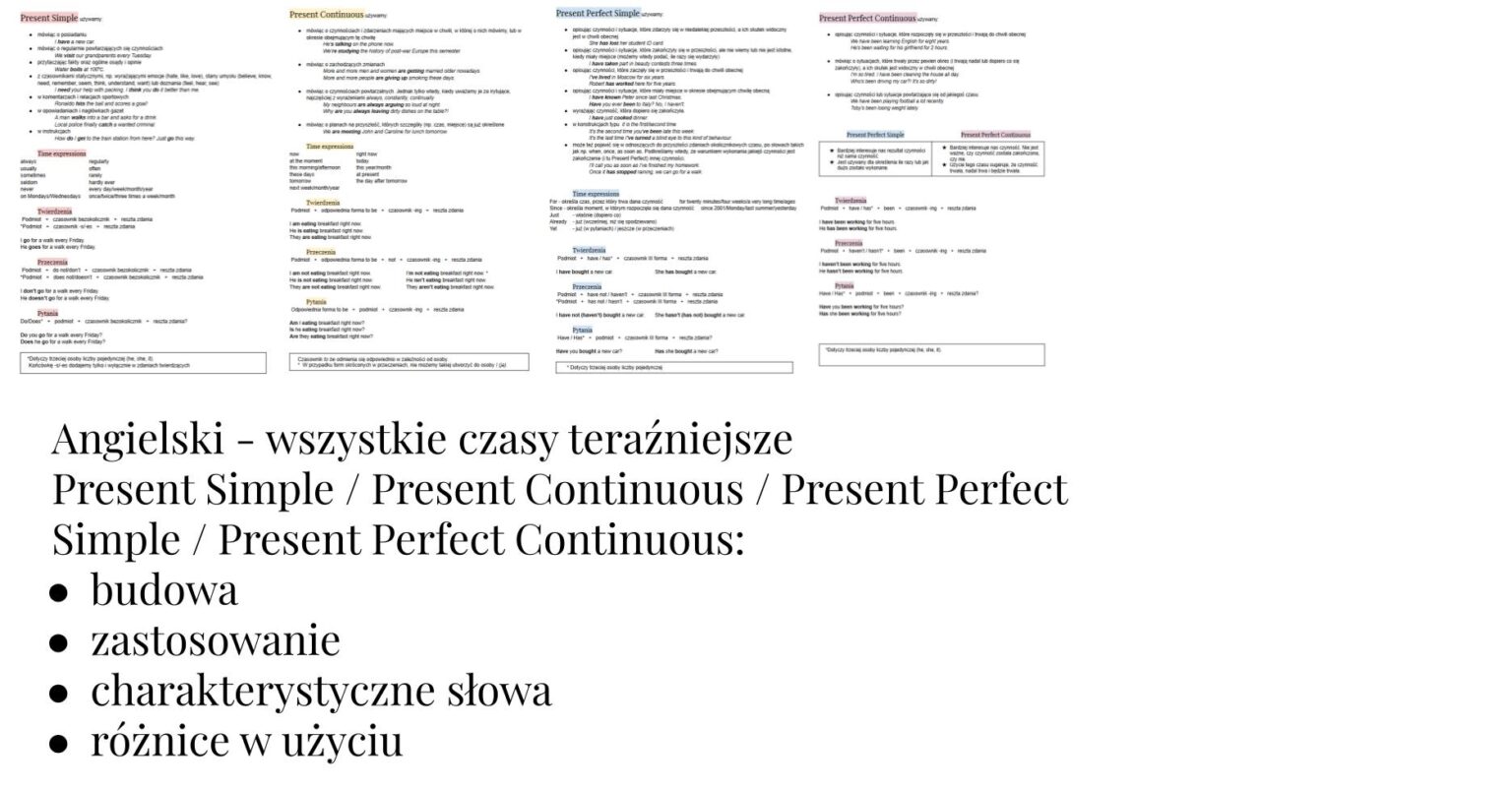 Wszystkie Czasy Teraźniejsze Język Angielski 8 Klasa Liceum Matura • Złoty Nauczyciel 