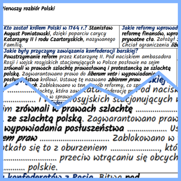 Pierwszy Rozbiór Polski Notatki I Karta Pracy • Złoty Nauczyciel 1404