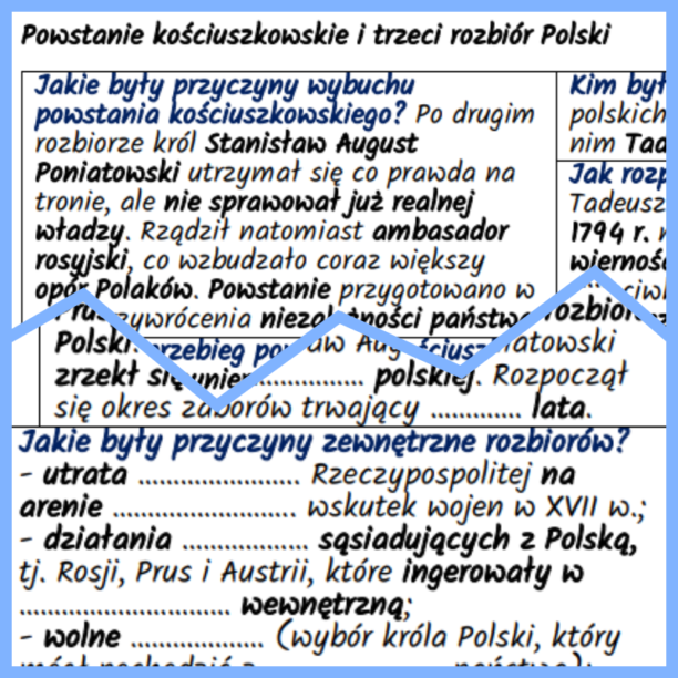 Powstanie Kościuszkowskie I Trzeci Rozbiór Polski Notatki I Karta Pracy • Złoty Nauczyciel 4918