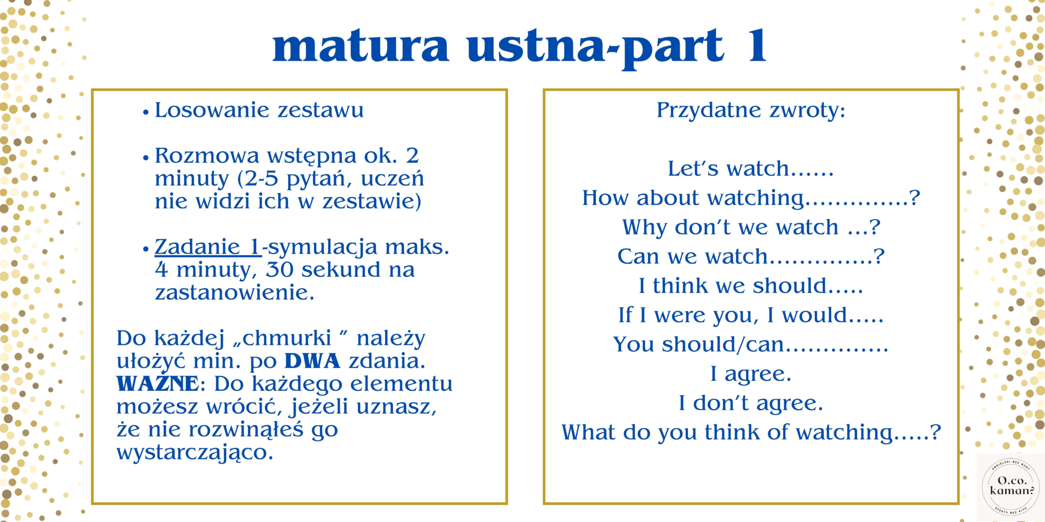 Matura Ustna Z Języka Angielskiego-zwroty • Złoty Nauczyciel