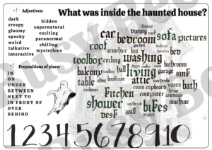 Przykład materiału cyfrowego "Haunted House word mat"