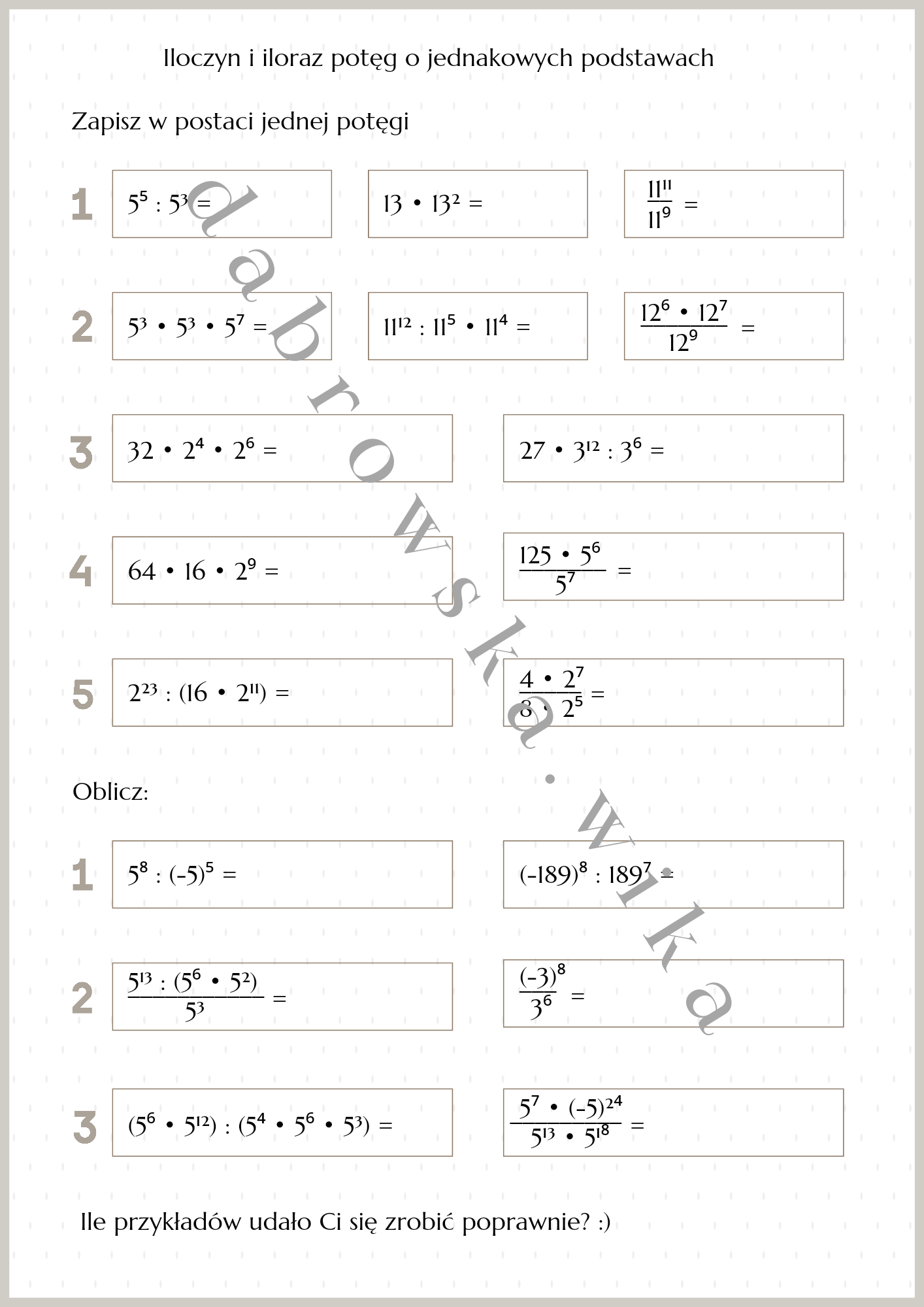 Iloczyn I Iloraz Potęg O Jednakowych Podstawach • Złoty Nauczyciel 8601