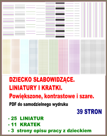 Dziecko słabowidzący liniatury i kratki