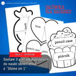 Słówka Na Słodko – Zestaw 3 gier edukacyjnych do nauki słownictwa z „Shine on 1”