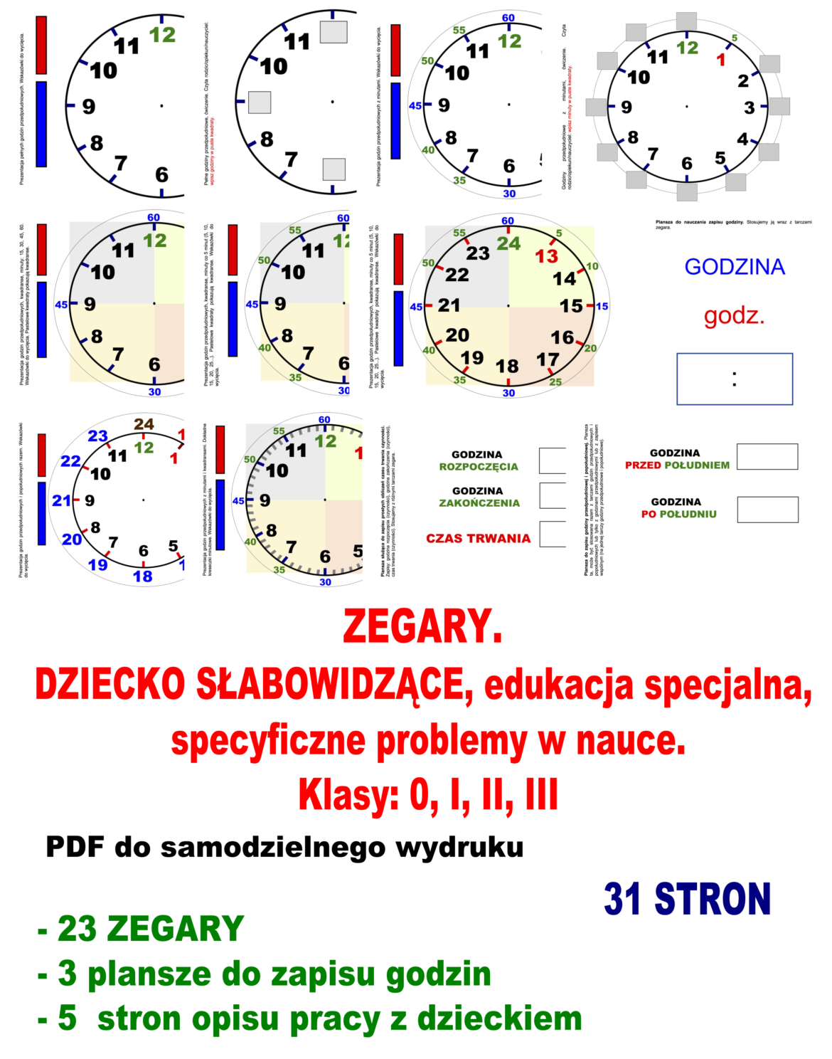 ZEGARY.-DZIECKO-SLABOWIDZACE-edukacja-specjalna-specyficzne-problemy-w-nauce.-Klasy-0-I-II-III