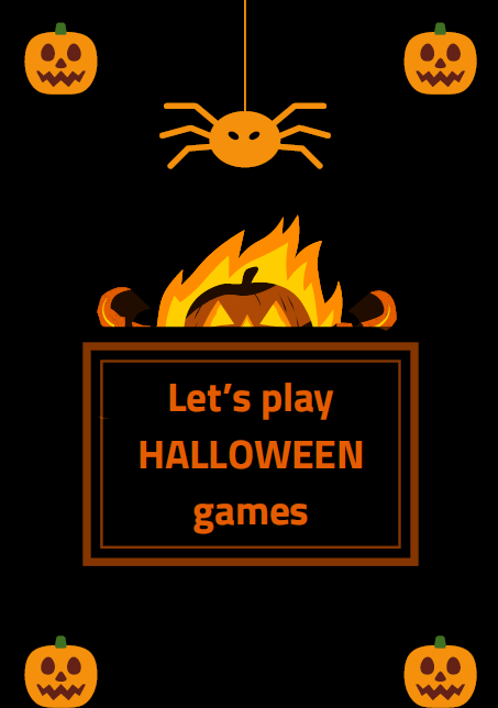 Okładka książeczki zatytułowanej "Let's play Halloween games"