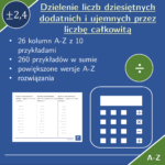 Dzielenie liczb dziesiętnych dodatnich i ujemnych przez liczbę dziesiętną | matematyka | 26 kolumn