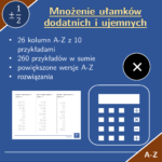 Dodawanie i odejmowanie ułamków dodatnich i ujemnych | matematyka | 26 kolumn