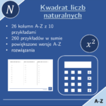 Kwadrat liczb całkowitych | matematyka | 26 kolumn